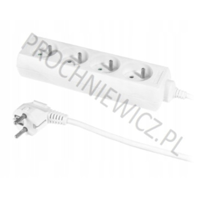 Przedłużacz 4gn. bez wł. 3x1mm 3m 10A/230V