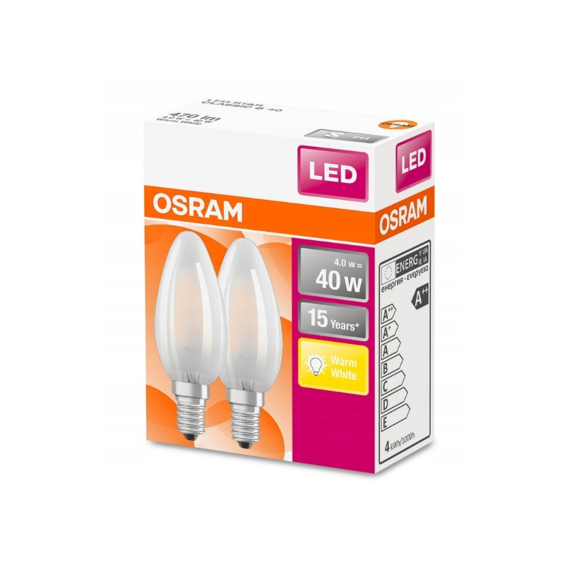 Żarówka świeczka LED E14 Osram 4W=40W 2szt