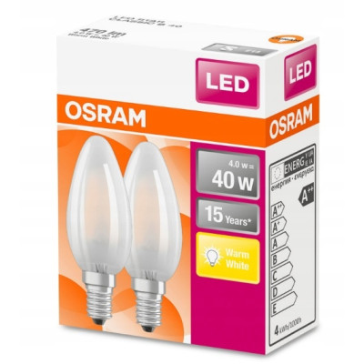 Żarówka świeczka LED E14 Osram 4W=40W 2szt