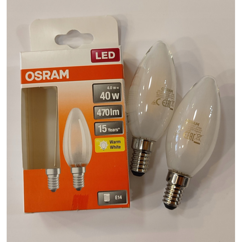 Żarówka świeczka LED E14 Osram 4W=40W 2szt