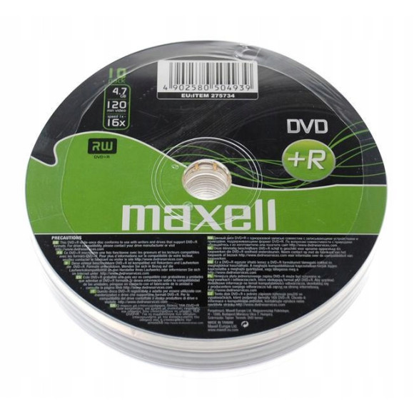 Płyta DVD+R 4,7GB x16 speed Maxell 10szt