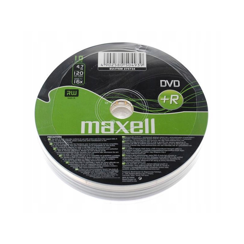 Płyta DVD+R 4,7GB x16 speed Maxell 10szt